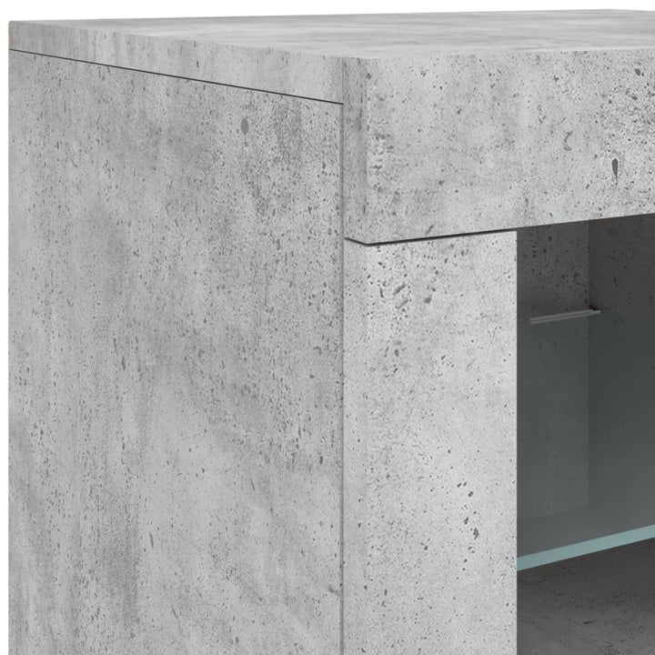 skænk med LED-lys 181,5x37x67 cm betongrå