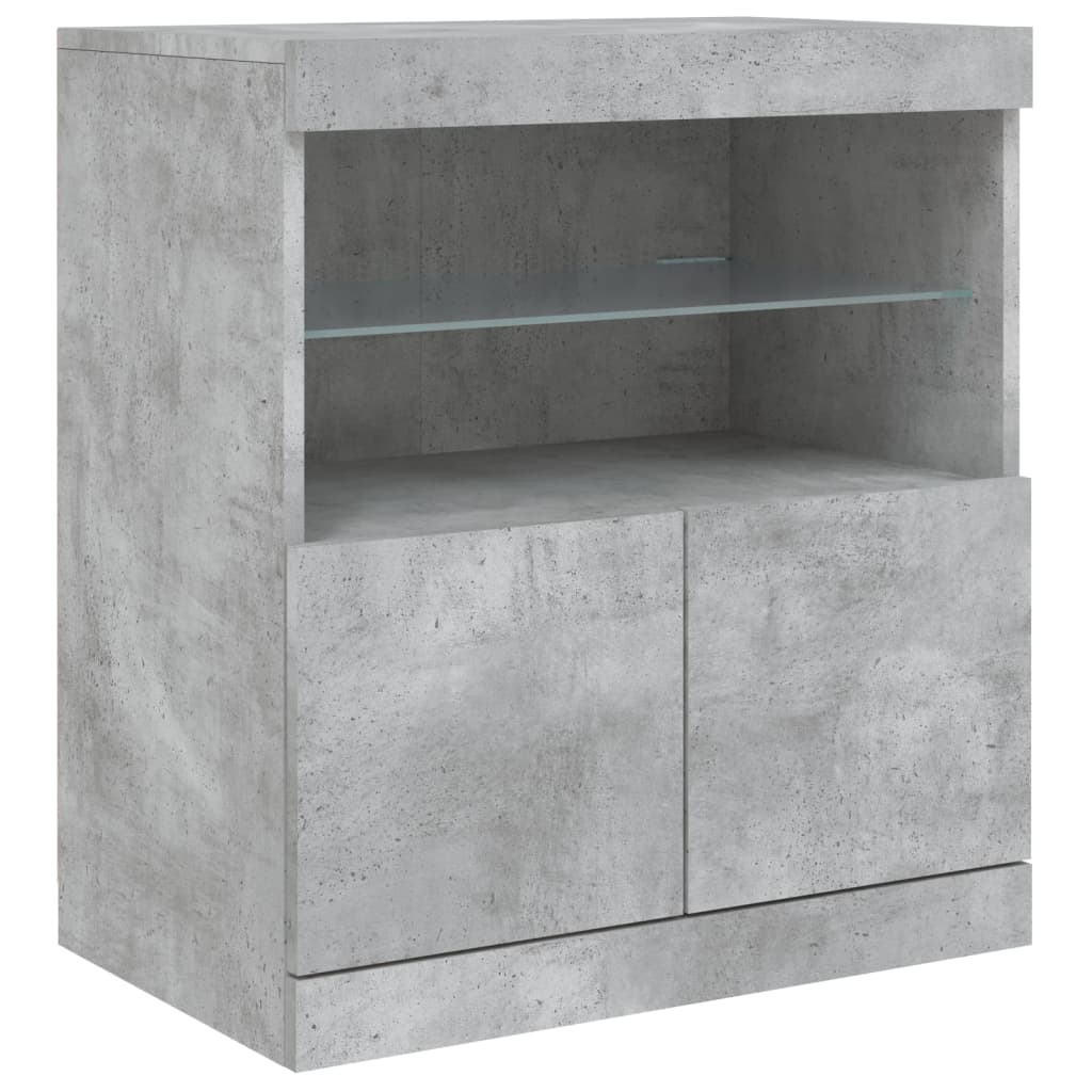 skænk med LED-lys 181,5x37x67 cm betongrå