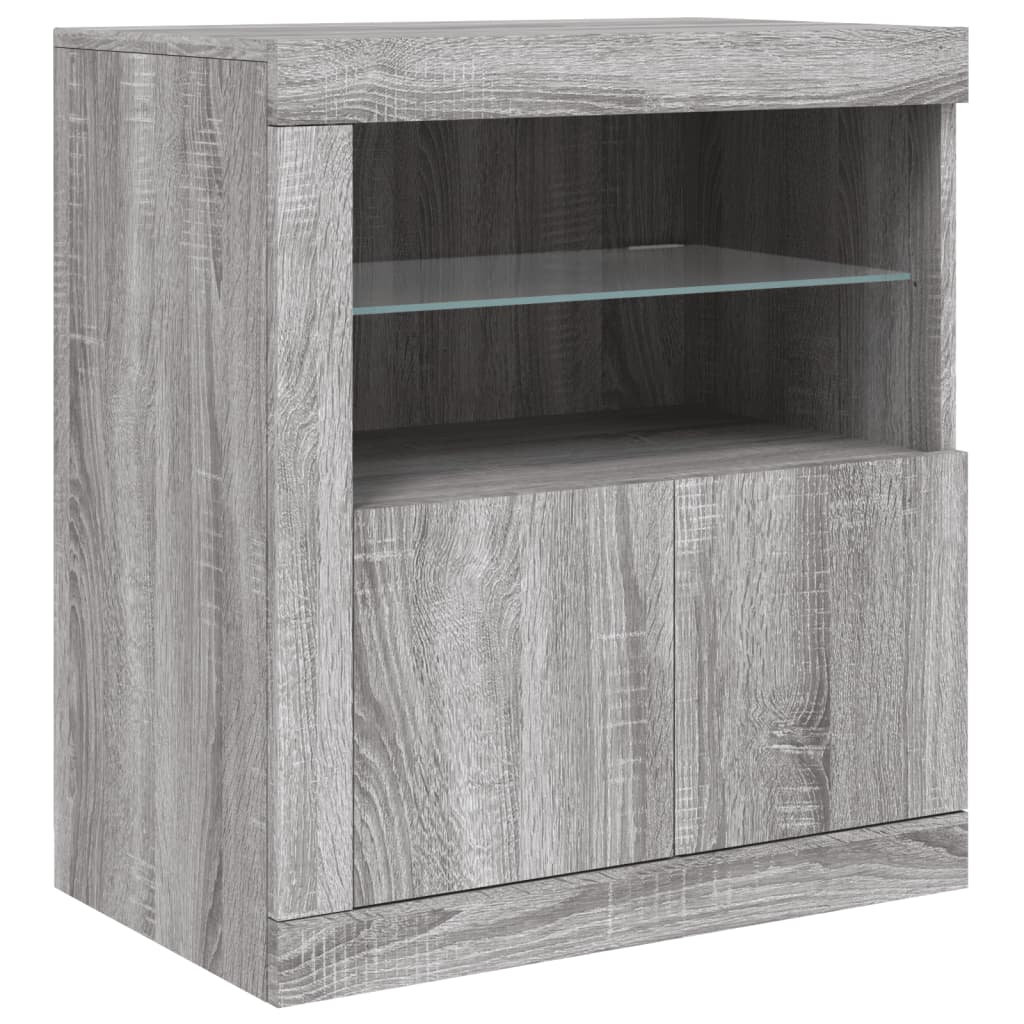 skænk med LED-lys 181,5x37x67 cm grå sonoma-eg