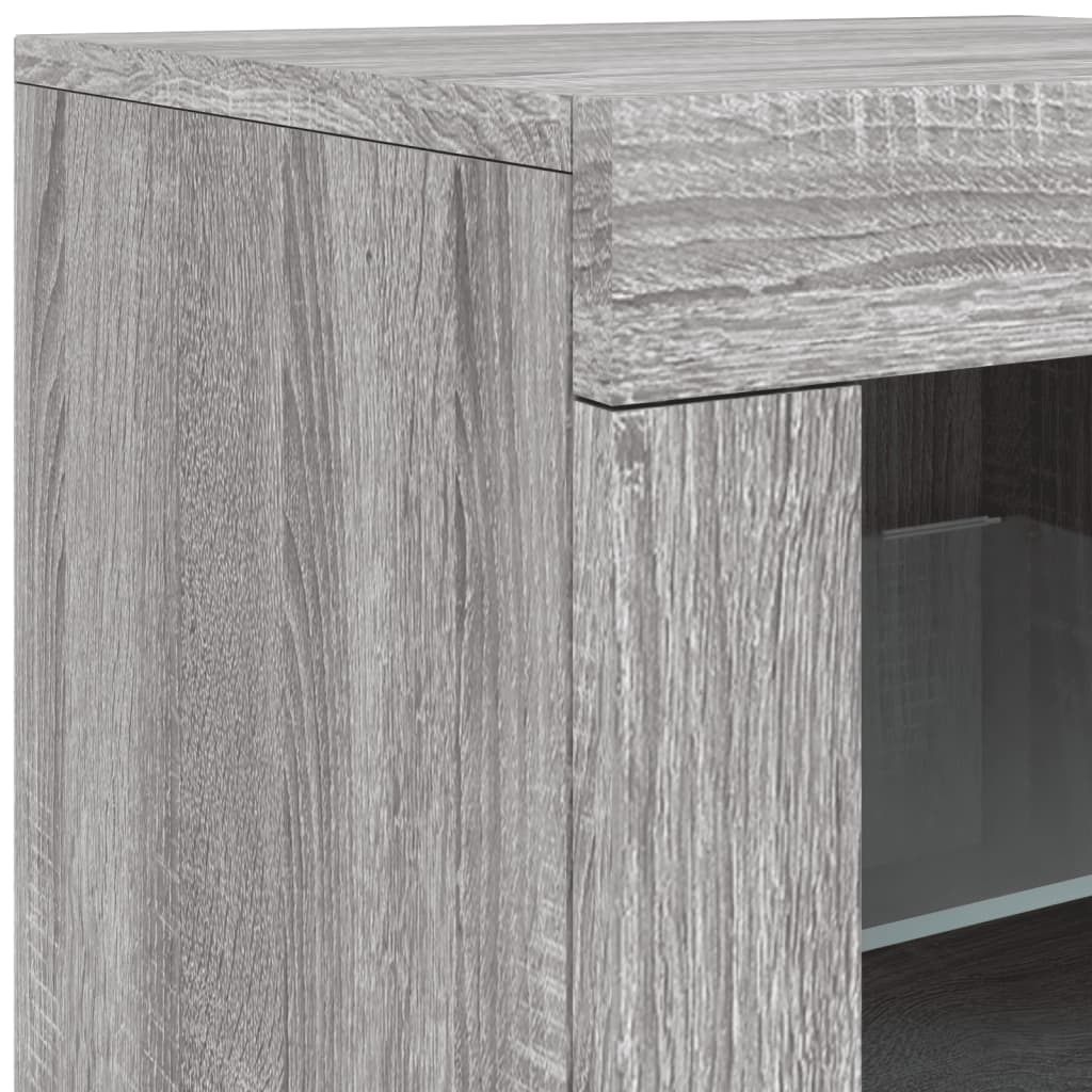 skænk med LED-lys 181,5x37x67 cm grå sonoma-eg