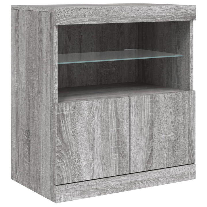 skænk med LED-lys 181,5x37x67 cm grå sonoma-eg