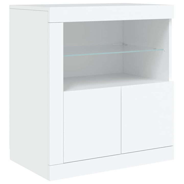 skænk med LED-lys 283x37x67 cm hvid