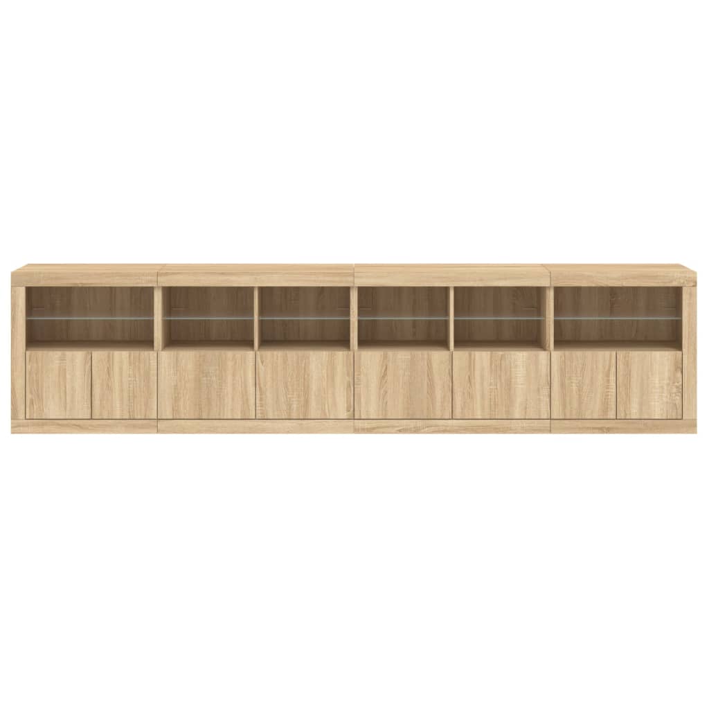 skænk med LED-lys 283x37x67 cm sonoma-eg