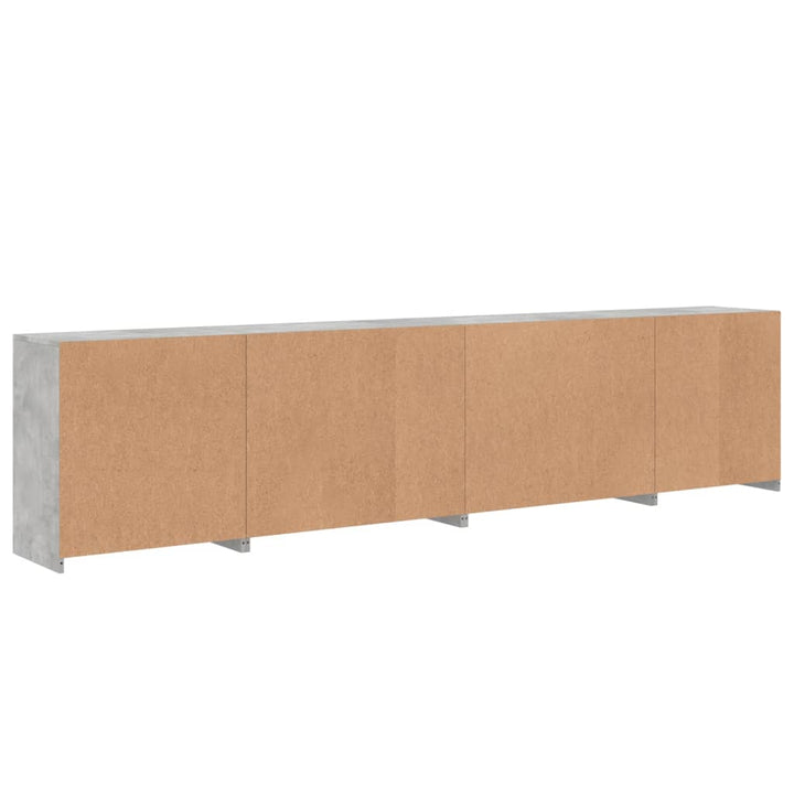 skænk med LED-lys 283x37x67 cm betongrå