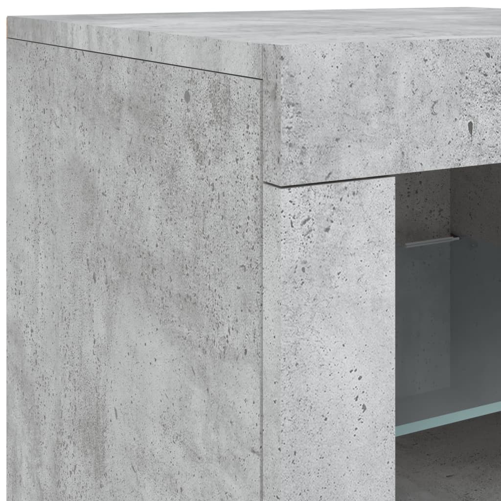 skænk med LED-lys 283x37x67 cm betongrå