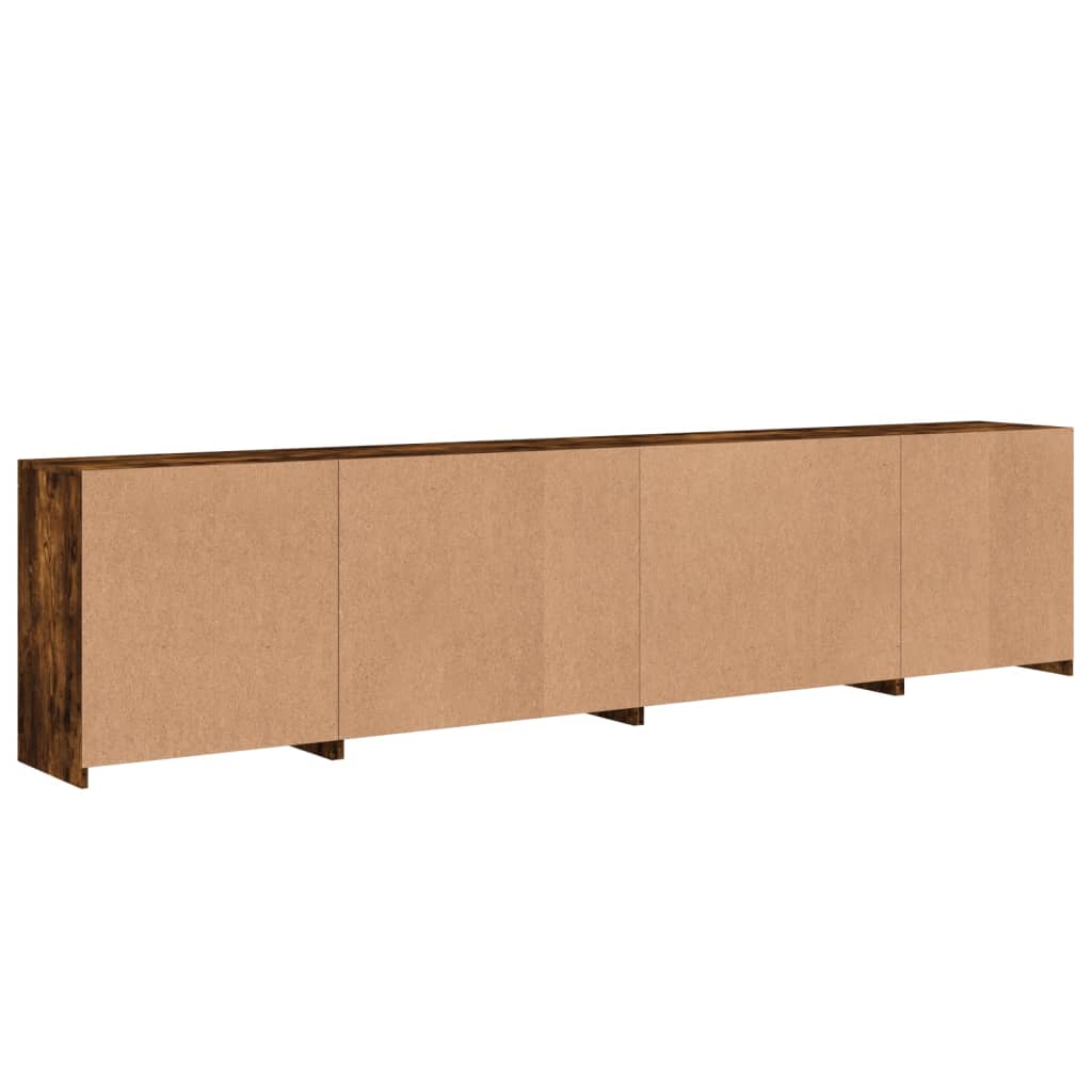 skænk med LED-lys 283x37x67 cm røget egetræsfarve
