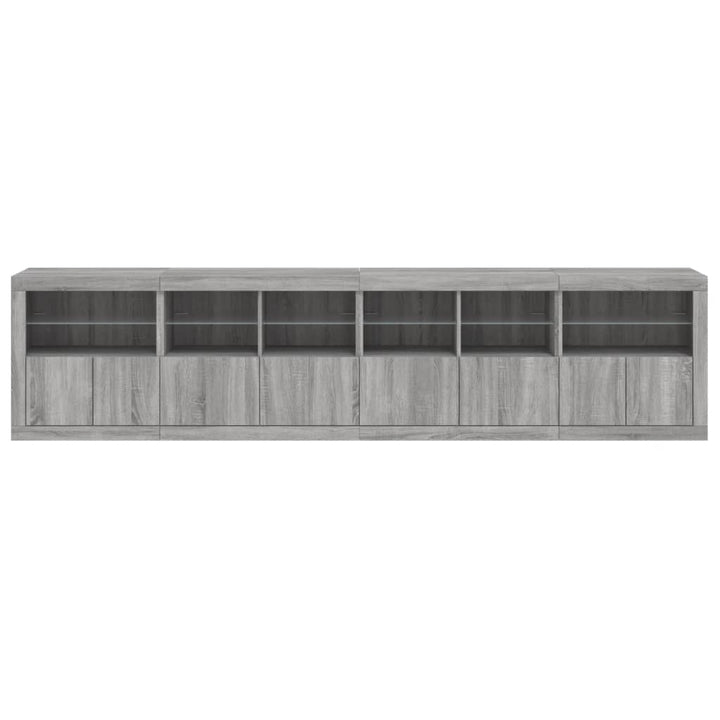 skænk med LED-lys 283x37x67 cm grå sonoma-eg