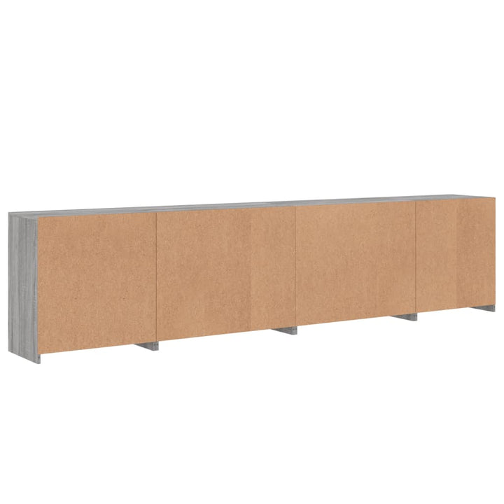 skænk med LED-lys 283x37x67 cm grå sonoma-eg