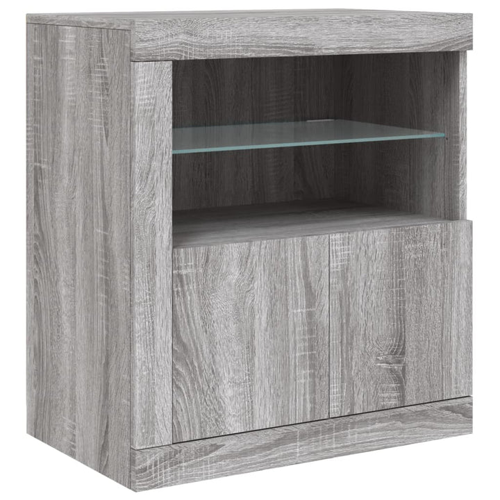 skænk med LED-lys 283x37x67 cm grå sonoma-eg