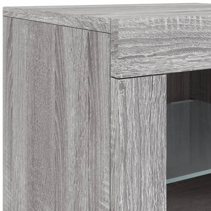 skænk med LED-lys 283x37x67 cm grå sonoma-eg