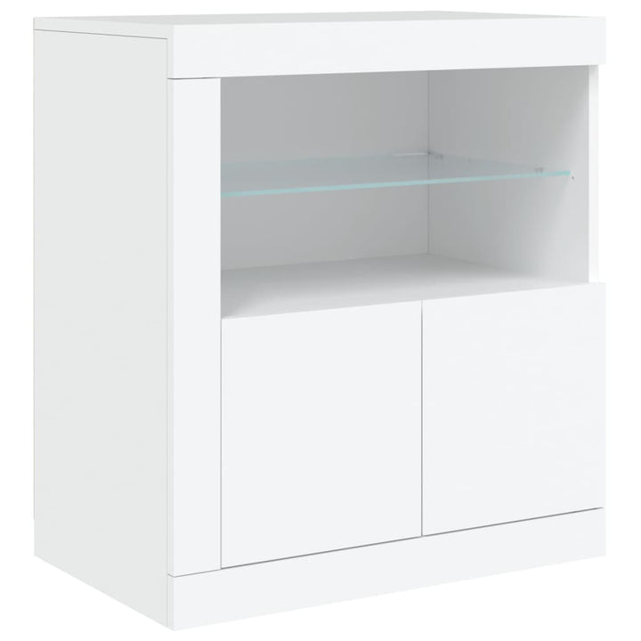 skænk med LED-lys 283x37x67 cm hvid