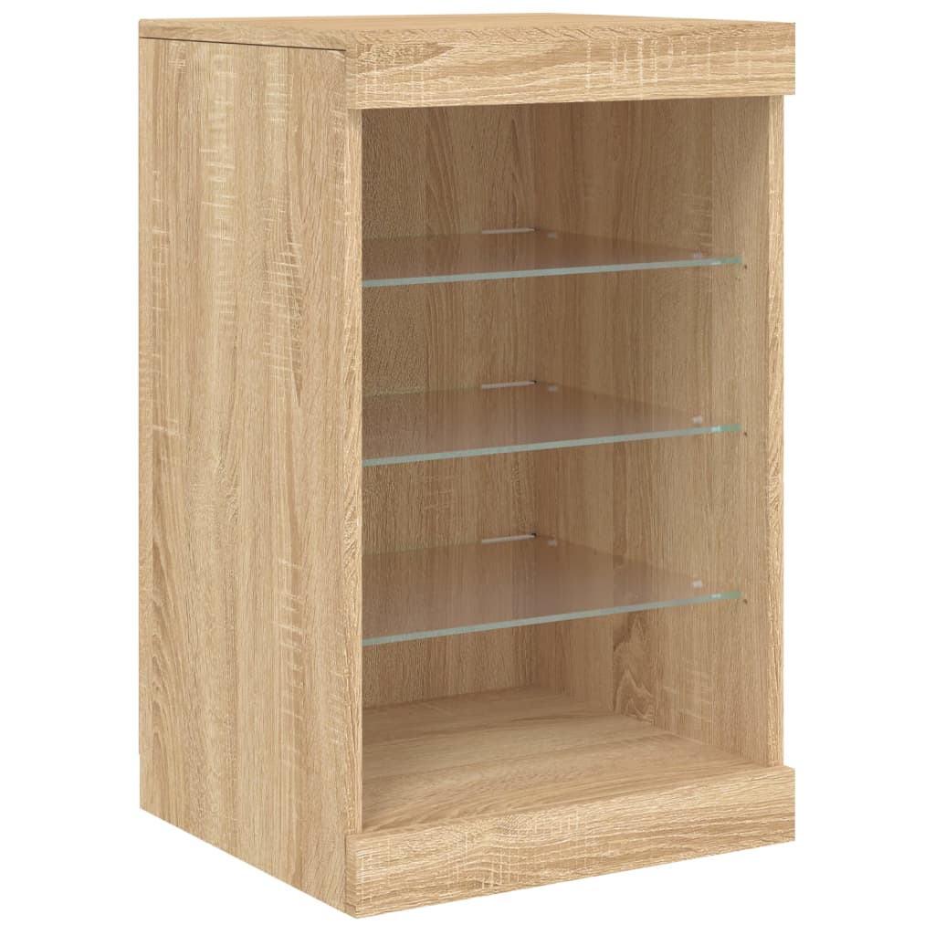 skænk med LED-lys 283x37x67 cm sonoma-eg