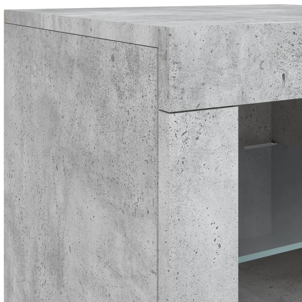 skænk med LED-lys 283x37x67 cm betongrå
