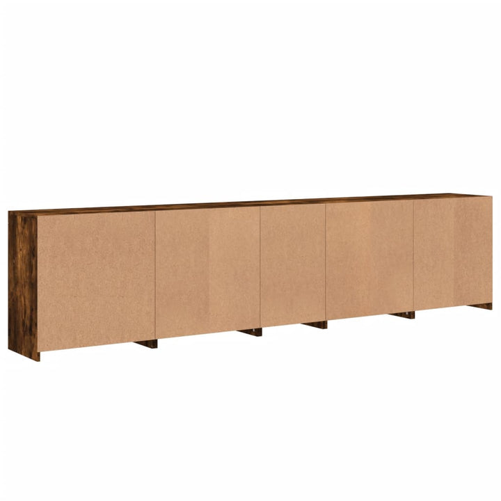 skænk med LED-lys 283x37x67 cm røget egetræsfarve