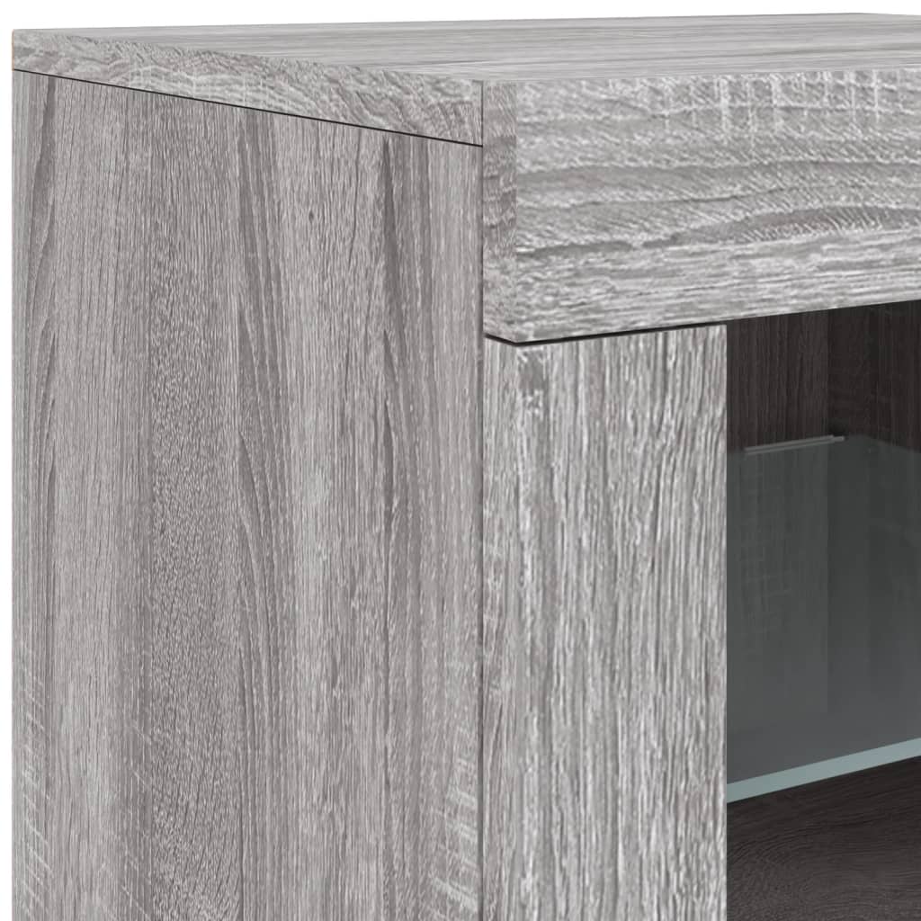 skænk med LED-lys 283x37x67 cm grå sonoma-eg
