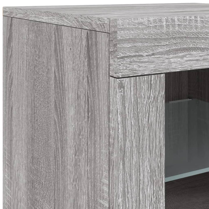 skænk med LED-lys 283x37x67 cm grå sonoma-eg