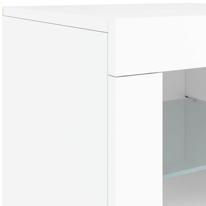 skænk med LED-lys 162x37x67 cm hvid