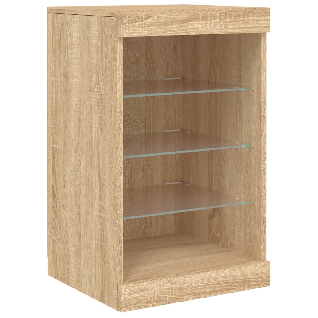 skænk med LED-lys 162x37x67 cm sonoma-eg