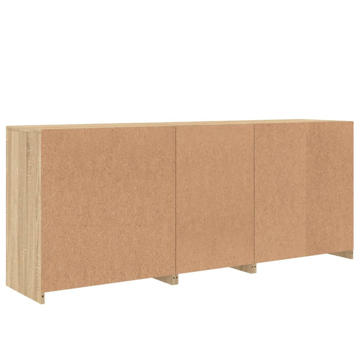 skænk med LED-lys 162x37x67 cm sonoma-eg