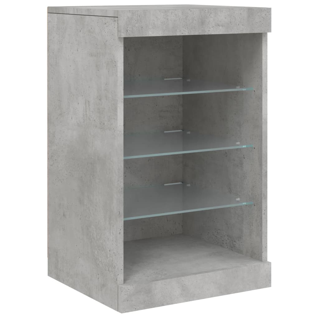 skænk med LED-lys 162x37x67 cm betongrå