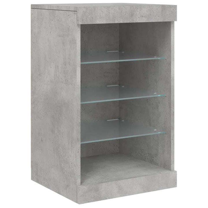 skænk med LED-lys 162x37x67 cm betongrå