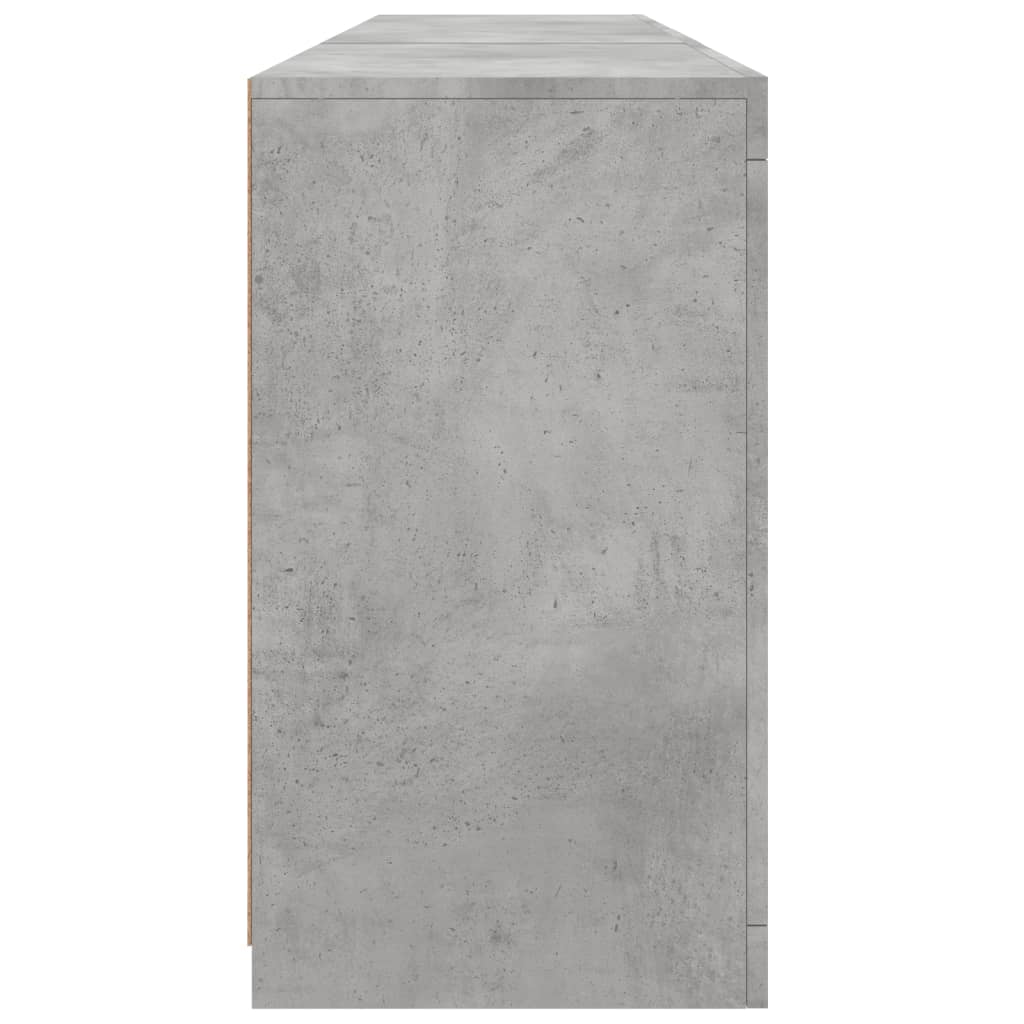 skænk med LED-lys 162x37x67 cm betongrå