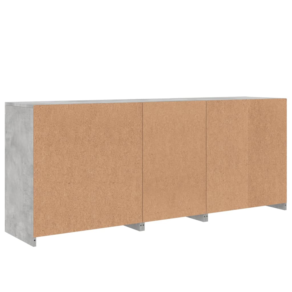 skænk med LED-lys 162x37x67 cm betongrå