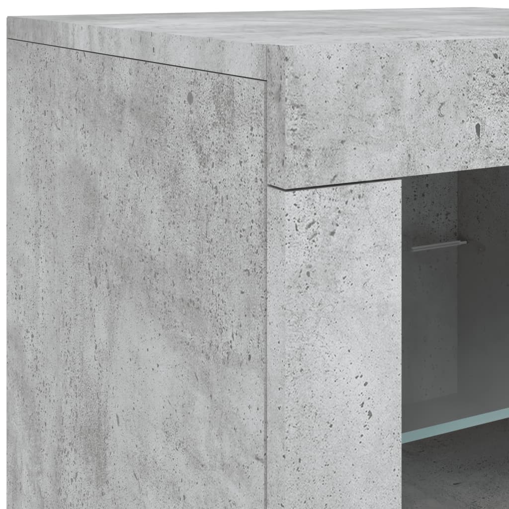 skænk med LED-lys 162x37x67 cm betongrå