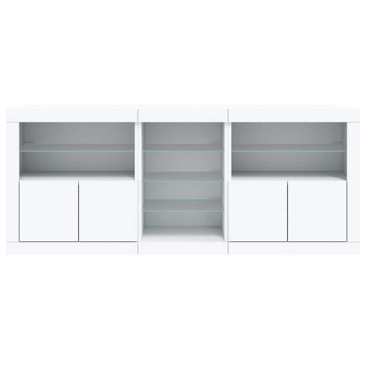 skænk med LED-lys 181,5x37x67 cm hvid
