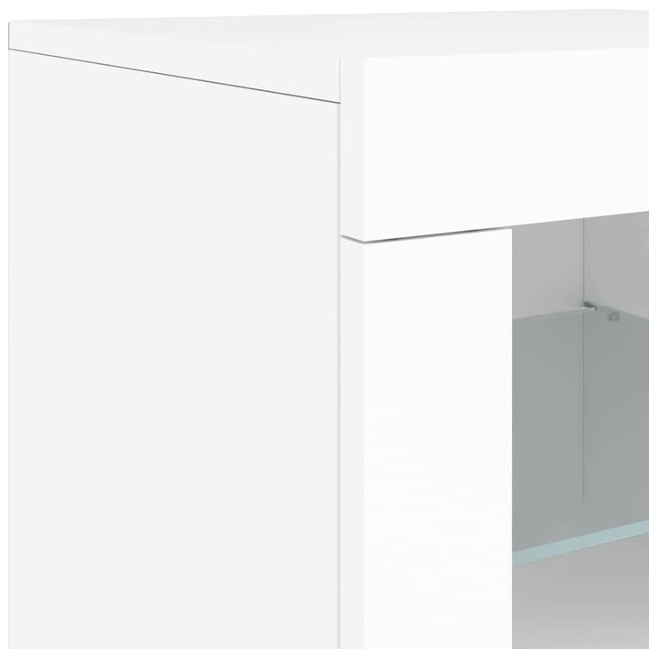 skænk med LED-lys 181,5x37x67 cm hvid