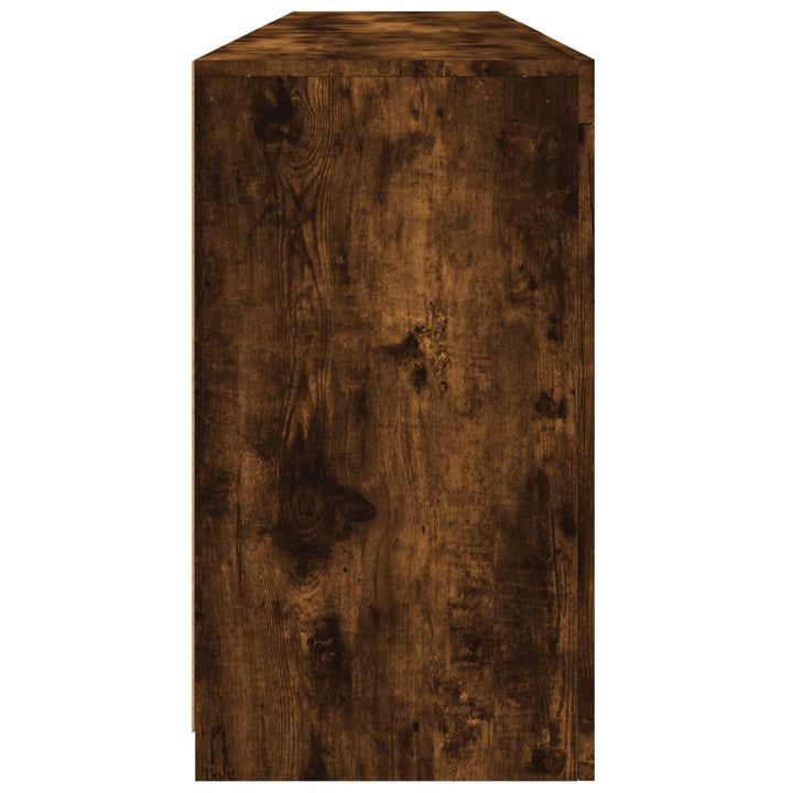 skænk med LED-lys 181,5x37x67cm røget egetræsfarve