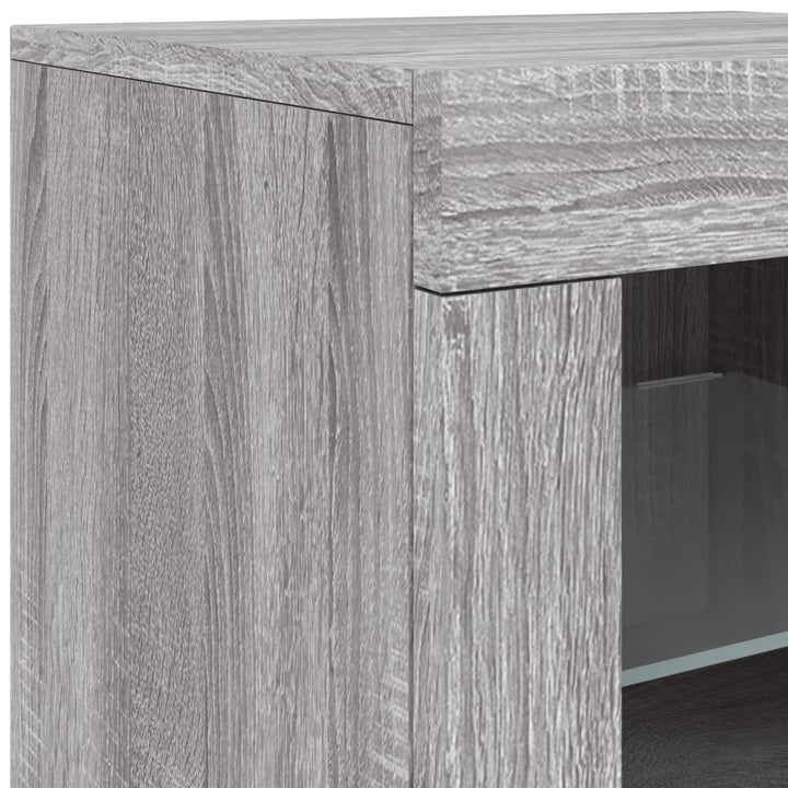 skænk med LED-lys 181,5x37x67 cm grå sonoma-eg
