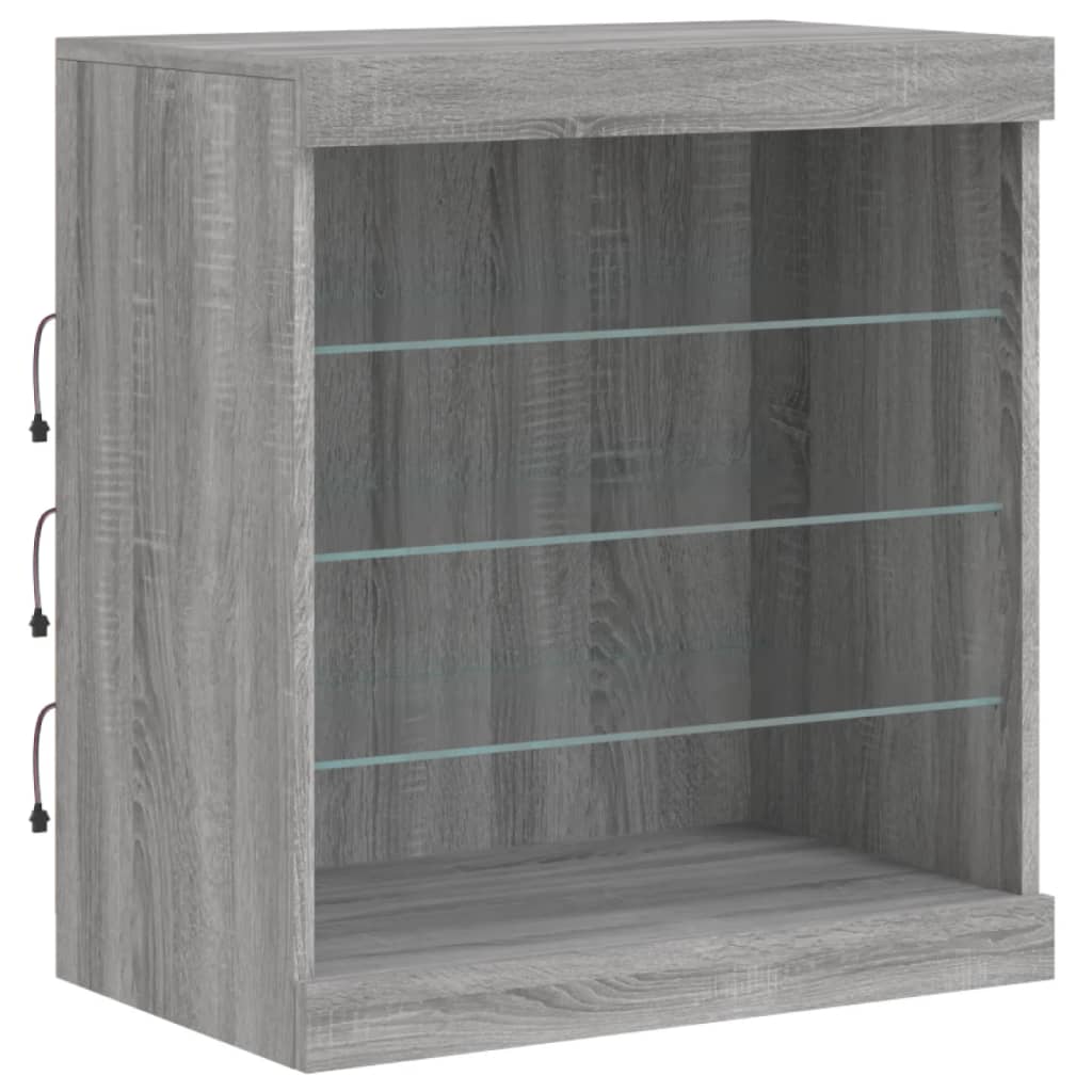 skænk med LED-lys 181,5x37x67 cm grå sonoma-eg