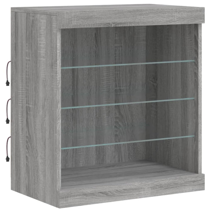 skænk med LED-lys 181,5x37x67 cm grå sonoma-eg