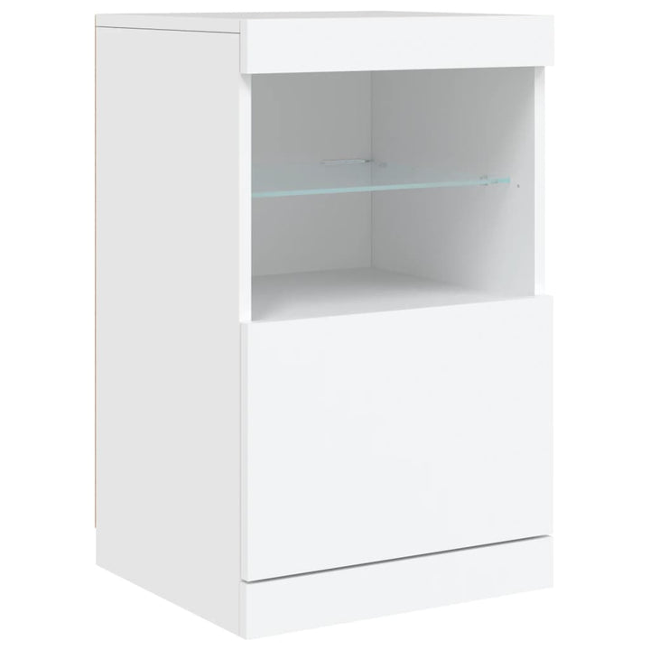 skænk med LED-lys 164x37x67 cm hvid