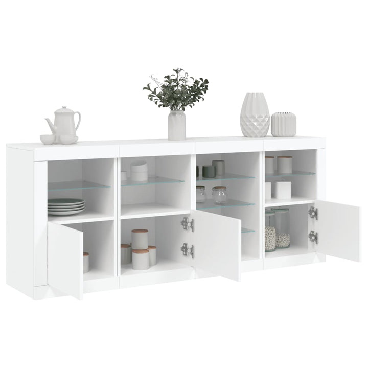 skænk med LED-lys 164x37x67 cm hvid