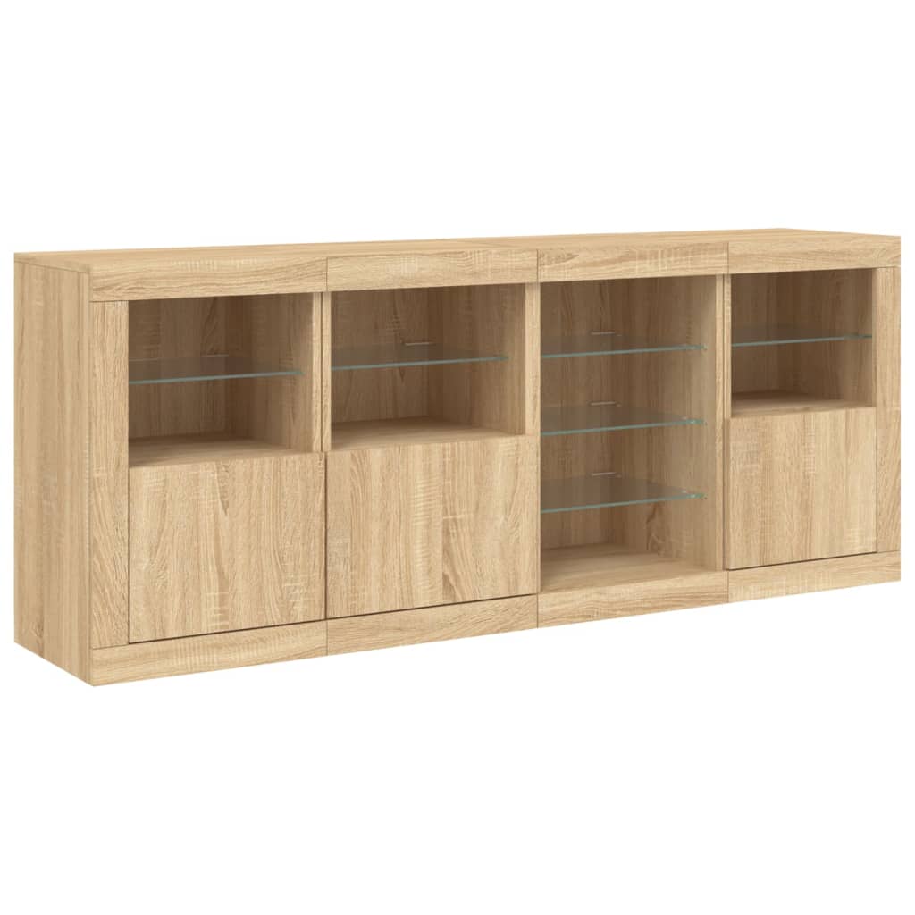 skænk med LED-lys 164x37x67 cm sonoma-eg