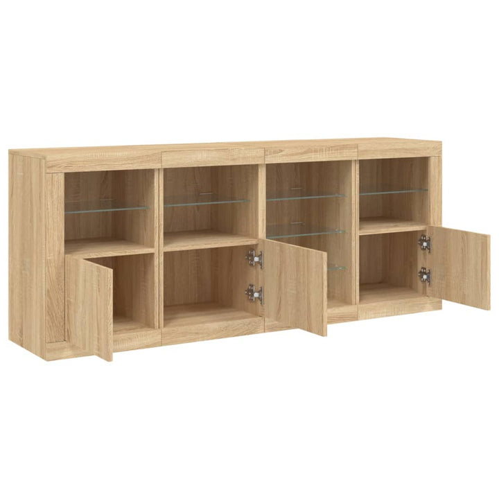 skænk med LED-lys 164x37x67 cm sonoma-eg