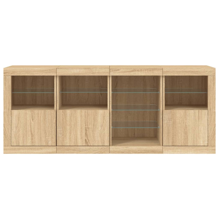 skænk med LED-lys 164x37x67 cm sonoma-eg