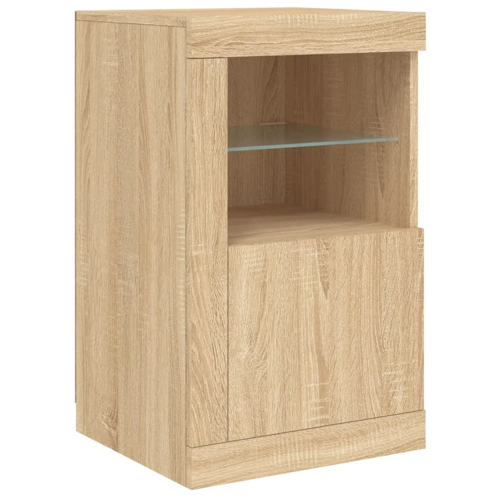 skænk med LED-lys 164x37x67 cm sonoma-eg