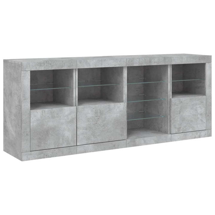 skænk med LED-lys 164x37x67 cm betongrå