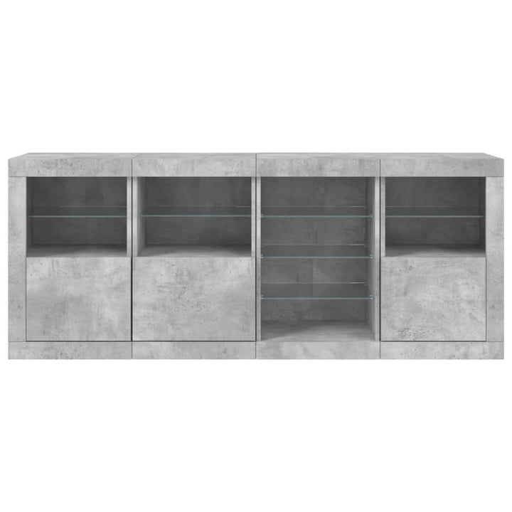 skænk med LED-lys 164x37x67 cm betongrå