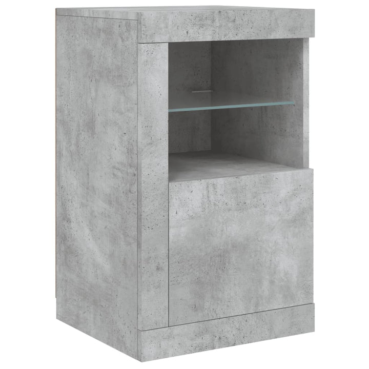 skænk med LED-lys 164x37x67 cm betongrå
