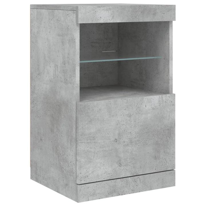 skænk med LED-lys 164x37x67 cm betongrå