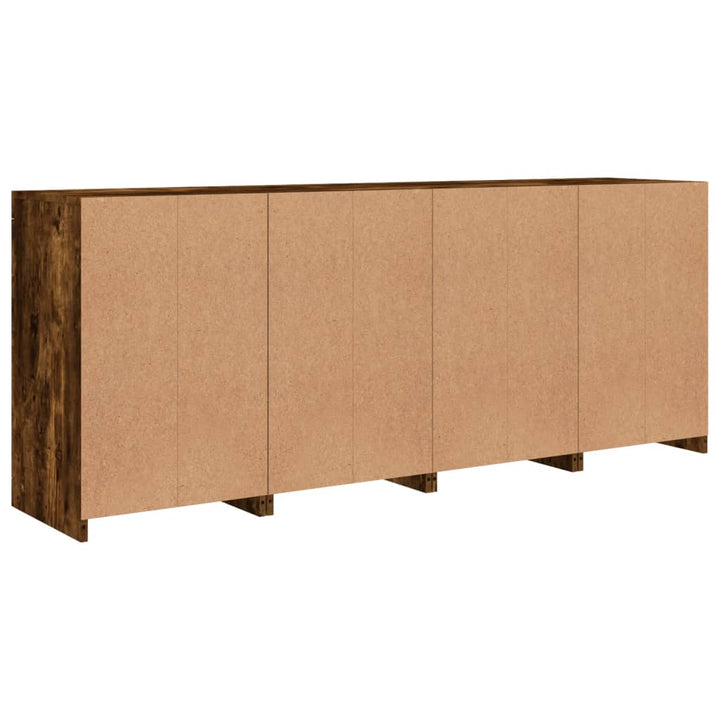 skænk med LED-lys 164x37x67cm røget egetræsfarve