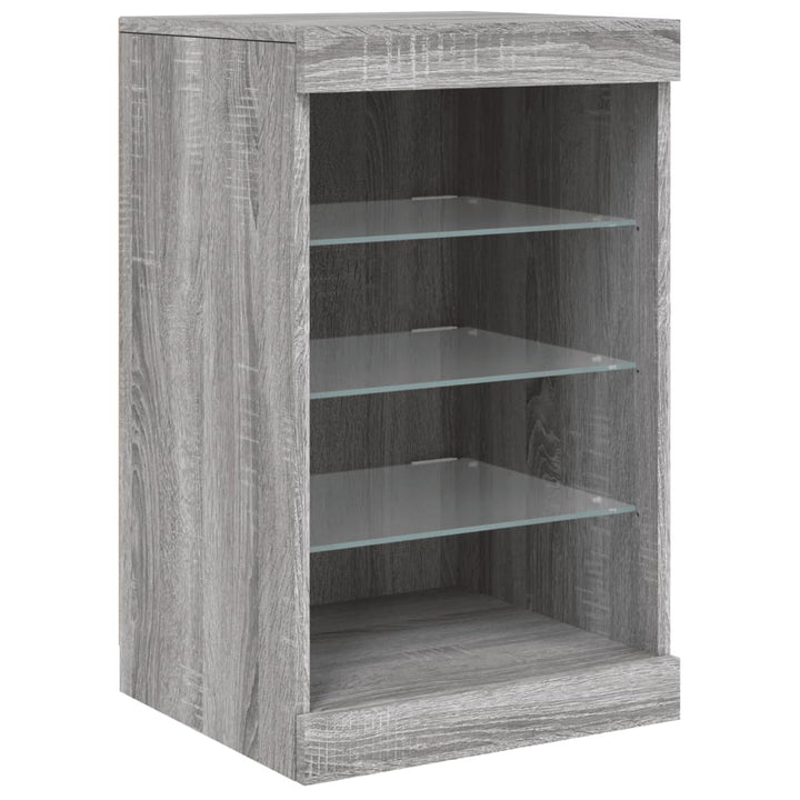 skænk med LED-lys 164x37x67 cm grå sonoma-eg