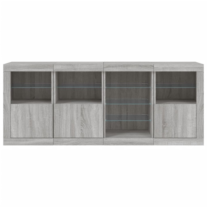 skænk med LED-lys 164x37x67 cm grå sonoma-eg