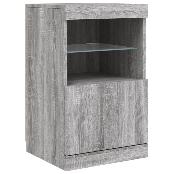 skænk med LED-lys 164x37x67 cm grå sonoma-eg