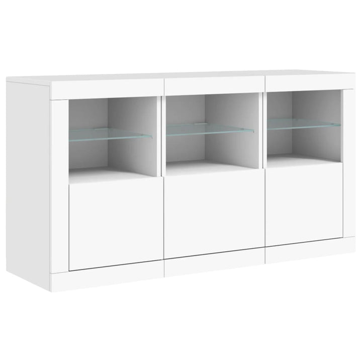 skænk med LED-lys 123x37x67 cm hvid