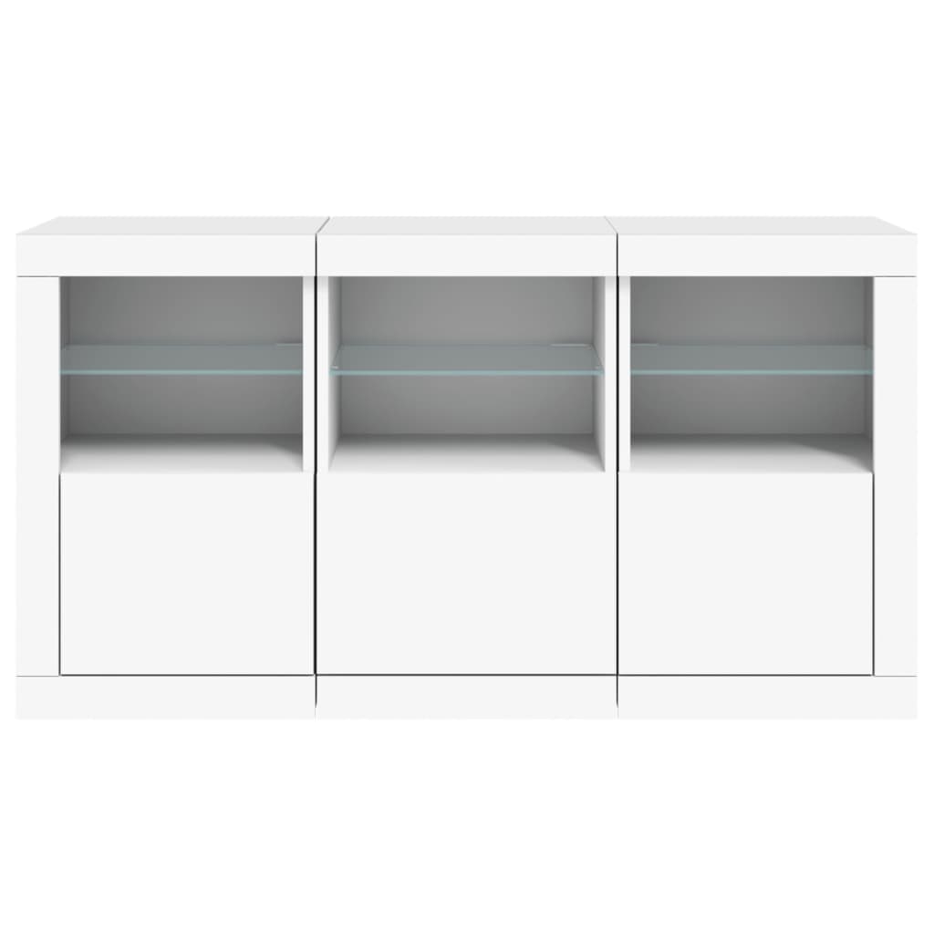 skænk med LED-lys 123x37x67 cm hvid